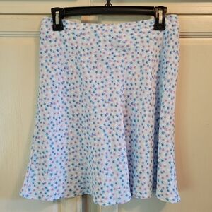 Vintage 90s N.O.E Light Blue Dainty Floral Flowy Skirt